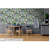 Dutch Wallcoverings Behang Escapade Tegel/Vogel Groen/Blauw L793-04