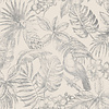 Dutch Wallcoverings Behang Escapade Toekan/Papegaai Wit/Zilver L707-09