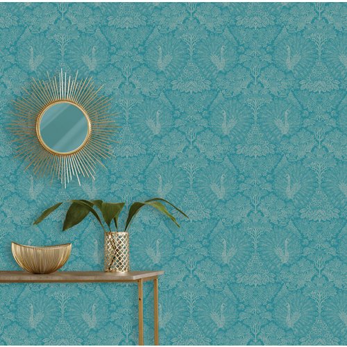 Dutch Wallcoverings Behang Escapade Pauw Groen/Blauw A222-14