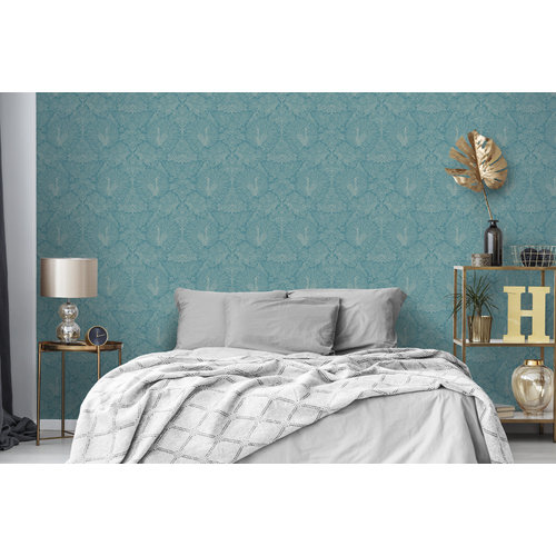 Dutch Wallcoverings Behang Escapade Pauw Groen/Blauw A222-14