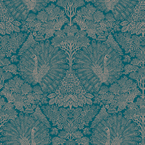 Dutch Wallcoverings Behang Escapade Pauw Groen/Goud A222-03