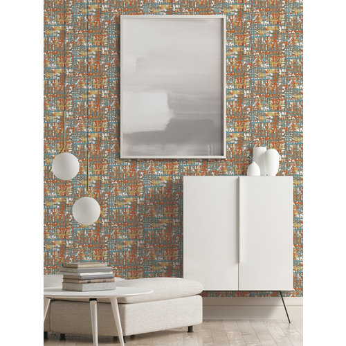 Dutch Wallcoverings Behang Embellish Fabric Abstract Multi De120098