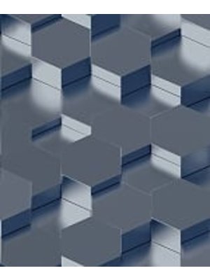 Dutch Wallcoverings Behang Galactik 3D Zeshoek Blauw L970-01