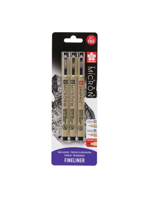 Sakura Fineliners Pigma Micron 03 en 05 - 3 stuks