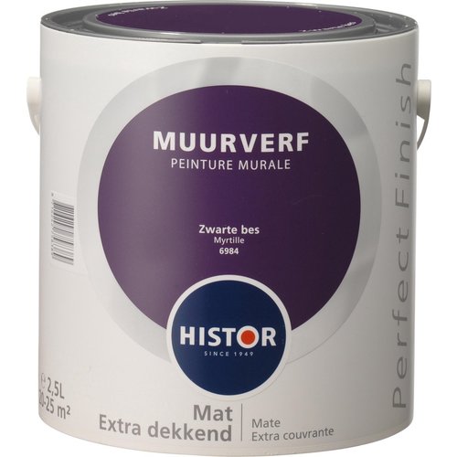 Histor Perfect Finish Muurverf Mat - Zwarte Bes - 2,5 liter
