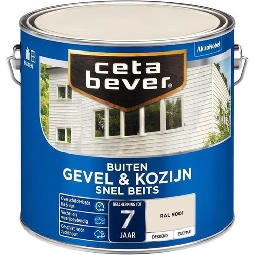 Cetabever Gevel en Kozijn Snel Beits Dekkend Zijdemat - RAL 9001