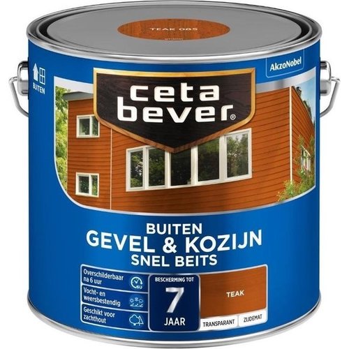 Cetabever Gevel en Kozijn Snel Beits Transparant Zijdemat - Teak