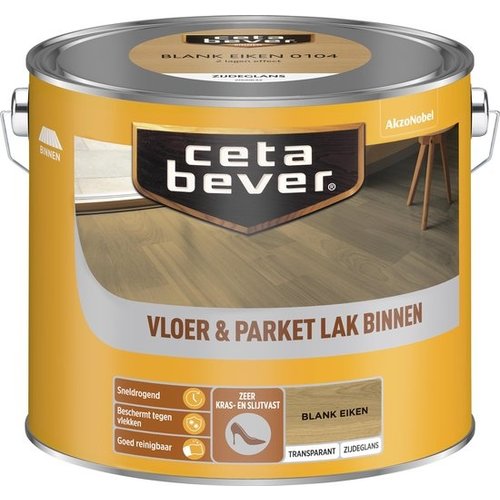 Cetabever Vloer en Parket Lak Binnen Transparant Zijdeglans - Blank Eiken - 2,5 liter
