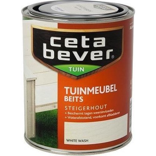 Cetabever Tuin Meubel Beits Steigerhout Transparant Zijdeglans - White Wash - 0,75 liter