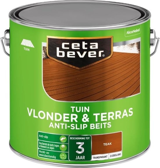 Cetabever Tuin Vlonder Terras Anti Slip Beits Transparant - Teak - 2,5 liter kopen? | Korting tot 40% - De Verfzaak