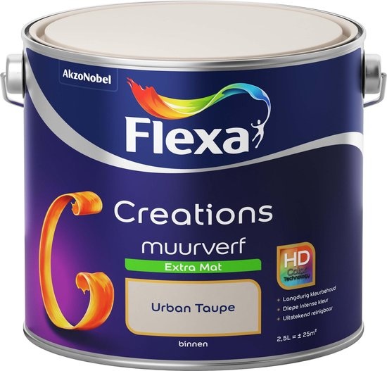 Flexa Creations Muurverf Extra Urban Taupe - 2,5 liter kopen? | Korting tot De Verfzaak