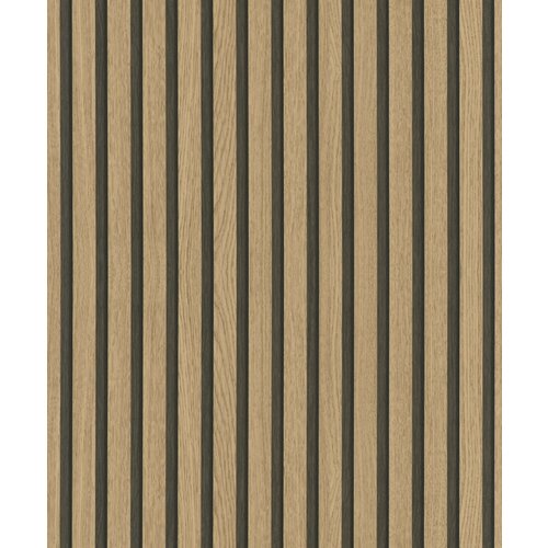 Noordwand Botanica Behang met houten lamellen 33960