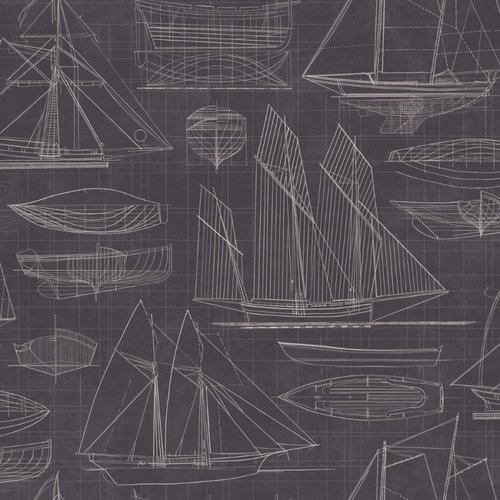 Noordwand Deauville 2 Behang technische tekening boten G23326