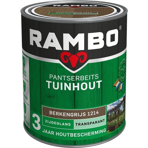 Rambo Pantserbeits Tuinhout Zijdeglans Transparant - Berkengrijs