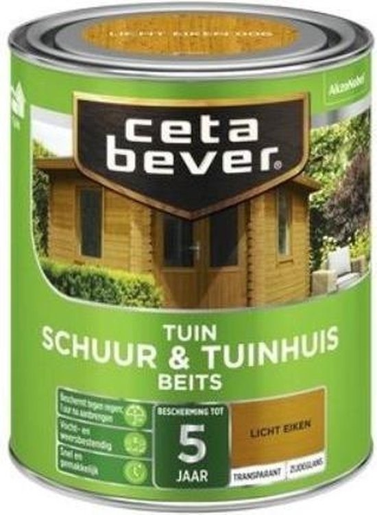 Cetabever Schuur en Tuinhuis Beits Transparant Zijdeglans - Licht Eiken afbeelding