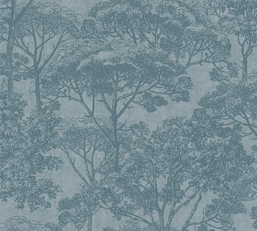 A.S. Création behang bomen blauw - AS-380232 - 53 cn x 10,05 m