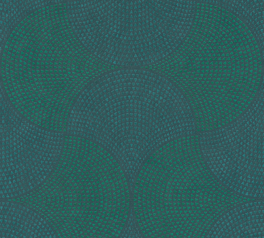 A.S. Création behang art deco motief blauw, groen en metallic - AS-380271 - 53 cn x 10,05 m