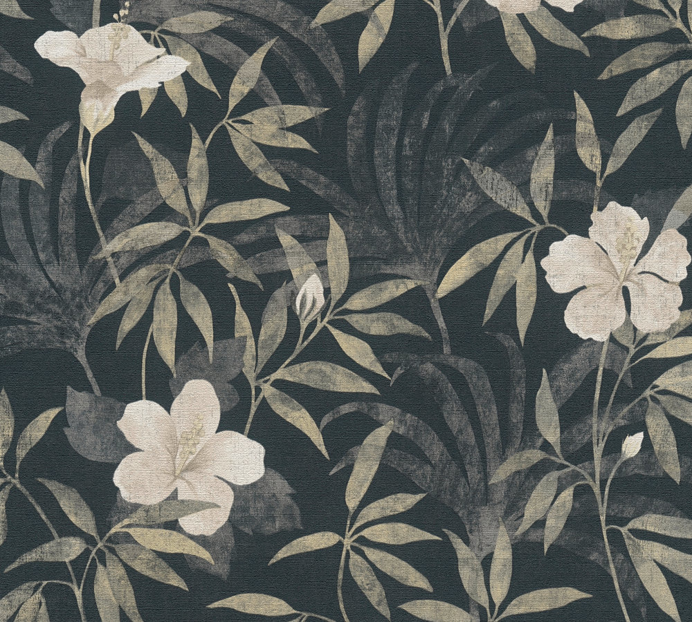 A.S. Création behang bloemen bruin, grijs en zwart - AS-380282 - 53 cn x 10,05 m