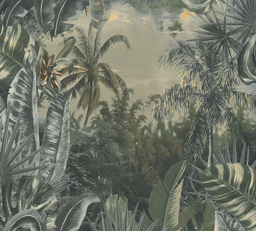 AS Creation My Home My Spa - PALMBOMEN EN BLADEREN BEHANG - jungle - 1005 x 53 cm