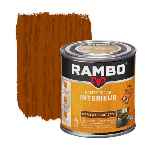 Rambo Pantserlak Interieur Transparant Zijdeglans - Warm walnoot