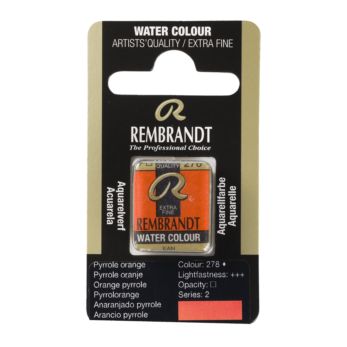 Rembrandt water colour napje Pyrrole Orange (276)