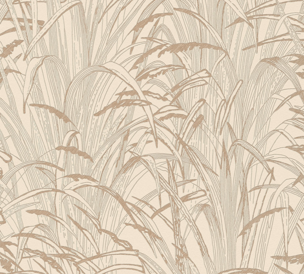 RIETBLADEREN BEHANG | Landelijk & Botanisch - beige - A.S. Création #Hygge