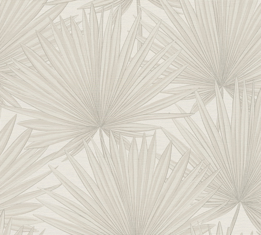 PALMBLADEREN BEHANG | Botanisch - beige crème zilver - A.S. Création Antigua
