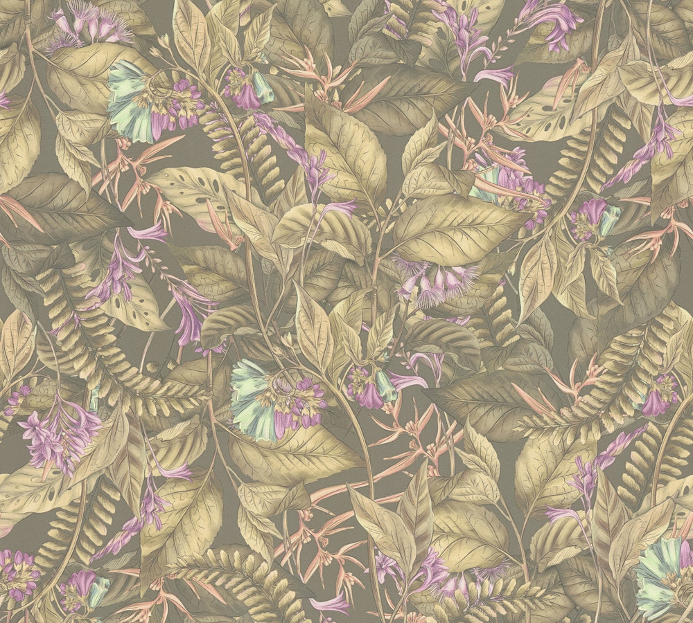 PALMBLADEREN BEHANG | Junglestijl - Bruin Beige Lila - Living Walls Drawn Into Nature