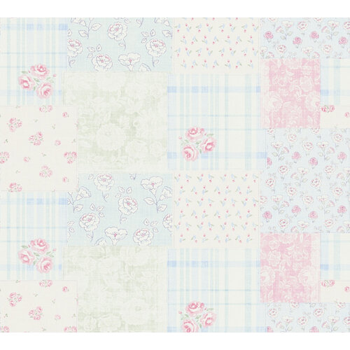 AS Creation Maison Charme - Blauw - Patchwork - 390661