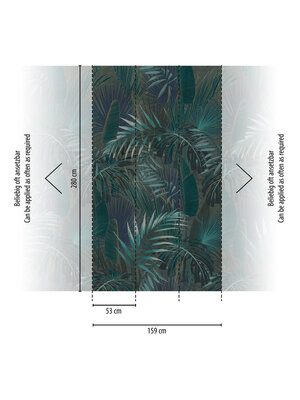 Livingwalls Metropolitan Stories. Travel Stories - Petrol - Planten Behang - 391803