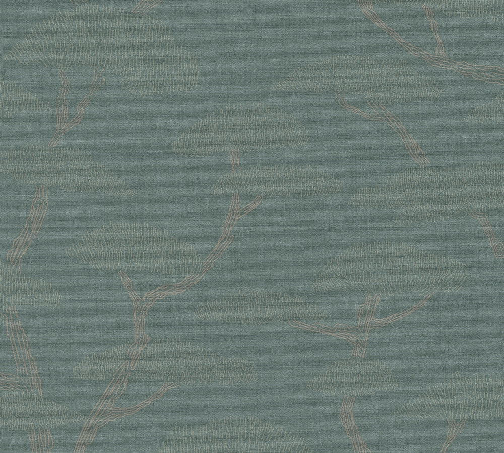 DENNENBOMEN BEHANG | Natuur - groen beige - A.S. Création Nara