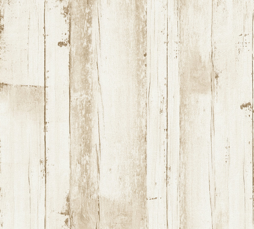 HOUT BEHANG | Landhuis stijl - Beige Wit Bruin - A.S. Création Natural Living D`eco