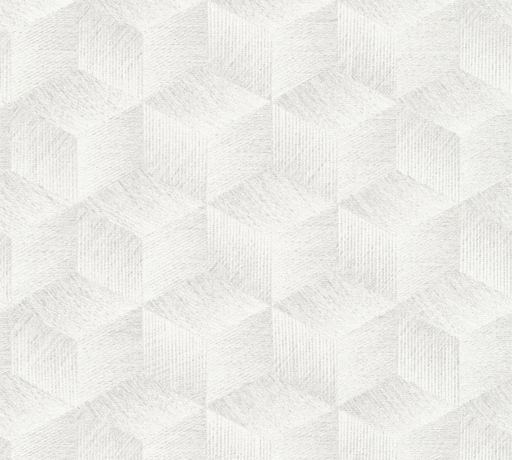 3D RETRO BEHANG | Grafisch - Grijs Wit - A.S. Création Natural Living D`eco