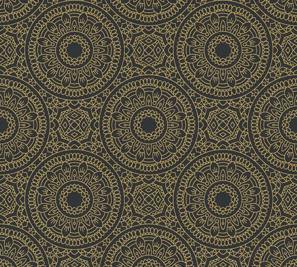 MANDALA BEHANG | Boho - zwart goud - A.S. Création Profitex 2