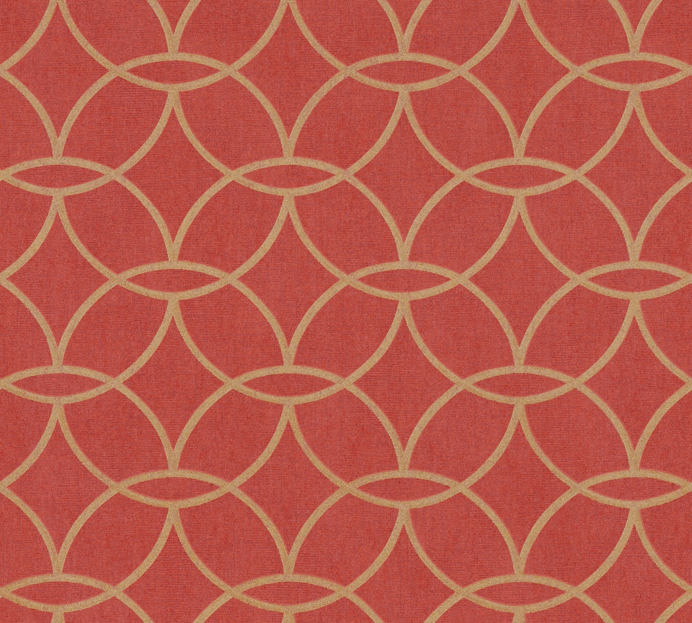 GEOMETRISCH DESIGN BEHANG | Grafisch - rood goud - "Architects Paper" A.S. Création Villa