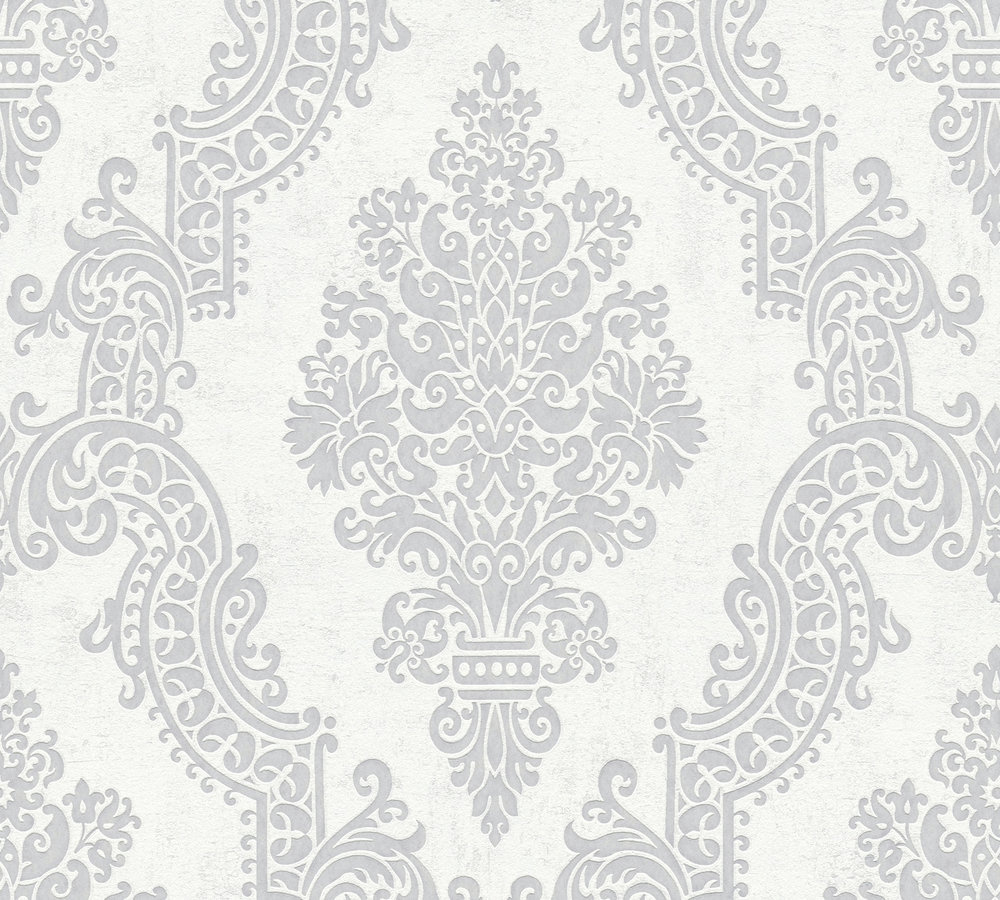 BAROK ORNAMENTEN BEHANG | Klassiek - Wit Grijs Zilver - A.S. Création Pure Elegance
