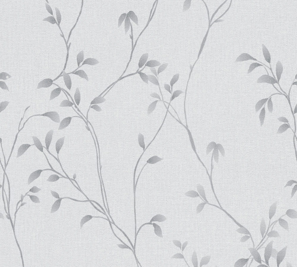 FIJNE BLAADJES BEHANG | Linnenlook - Grijs - A.S. Création Pure Elegance