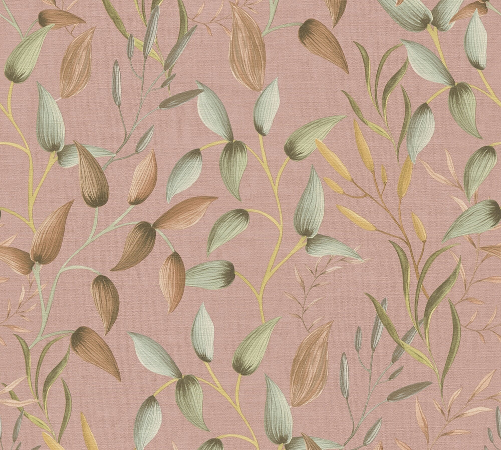 DELICATE BLADPATROON BEHANG | Elegant - groen groen rood - A.S. Création PintWalls II