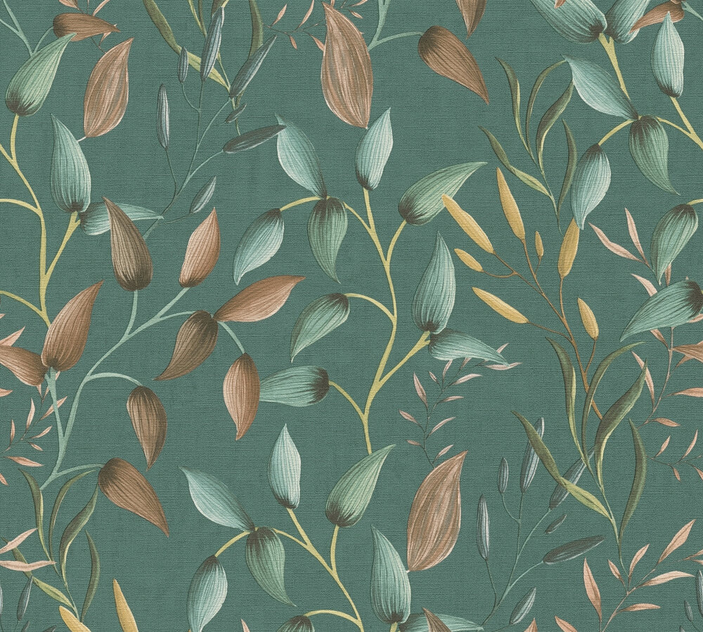 DELICATE BLADPATROON BEHANG | Elegant - meerkleurig groen - A.S. Création PintWalls II