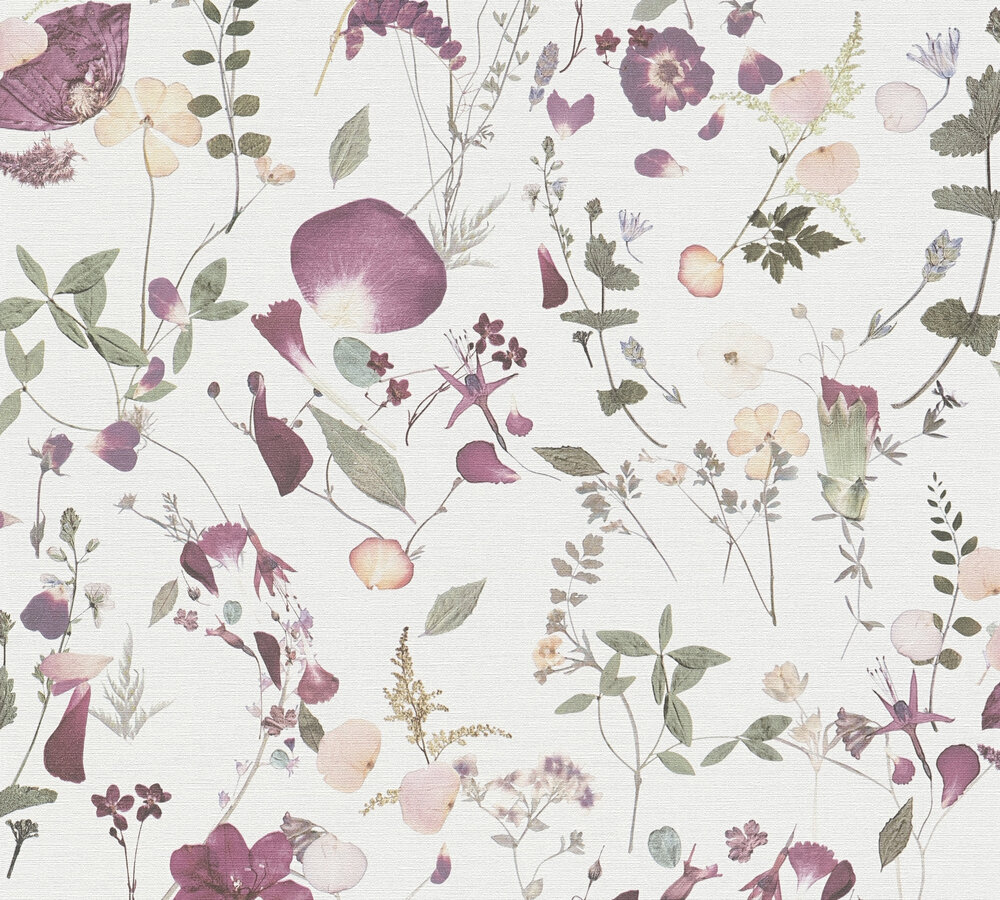 BOEKET BLOEMEN BEHANG | Landelijk - wit violet roze groen - A.S. Création PintWalls II