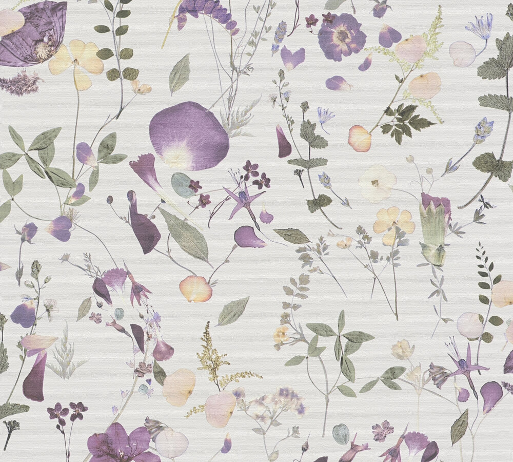 BOEKET BLOEMEN BEHANG | Landelijk - violet geel groen - A.S. Création PintWalls II