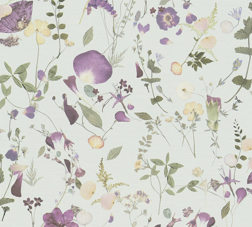 BOEKET BLOEMEN BEHANG | Landelijk - violet groen geel - A.S. Création PintWalls II