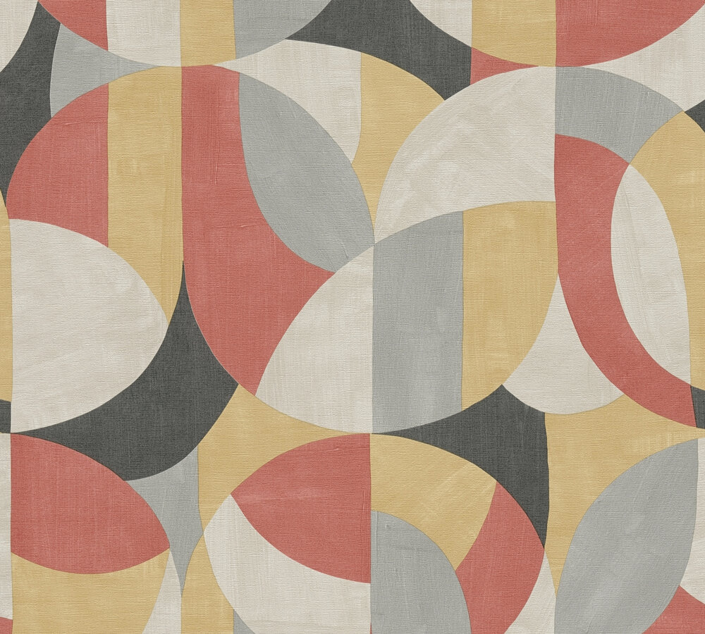 GRAFISCH BEHANG | Abstract - Grijs Beige Rood Zwart - A.S. Création French Affair