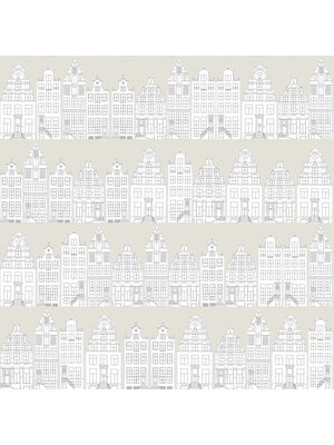 Dutch Wallcoverings Joy - Grachtenpanden - Beige/Wit