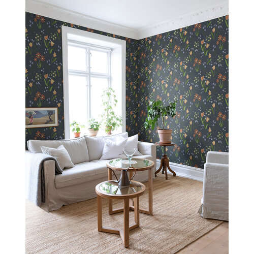 Dutch Wallcoverings Langenas - Tulpandans Dark Blue - Blauw