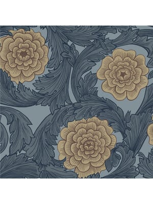 Dutch Wallcoverings Blomstermala - Rosa Blue/Beige - Blauw/Beige