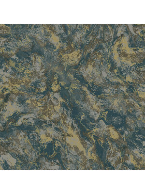 Dutch Wallcoverings Arabesque - Levanto Marble Teal - Blauw/Goud Dutch Wallcoverings Arabesque - Levanto Marble Teal - Blauw/Goud