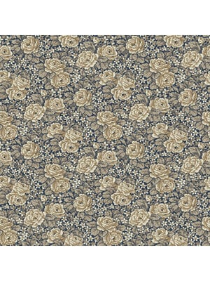 Dutch Wallcoverings Rosenlycka - Roses Blue/Ochre - Blauw/Oker
