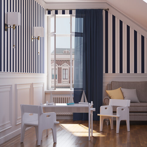 Dutch Wallcoverings Joy - Strepen - Blauw/Wit/Grijs