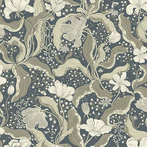 Dutch Wallcoverings Lina II - Bodri Bluegrey - Blauwgrijs afbeelding